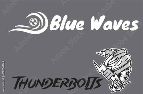 Blue waves and thunderbolts t-shirt design