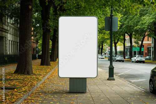Outdoor street billboard mockup on city sidewalk for advertising poster and branding presentation