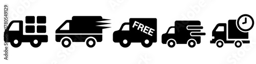Fast delivery truck vector icon set. Express delivery illustration sign collection. quick move symbol.