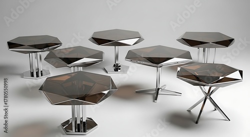 Modern geometric tables displayed against neutral background