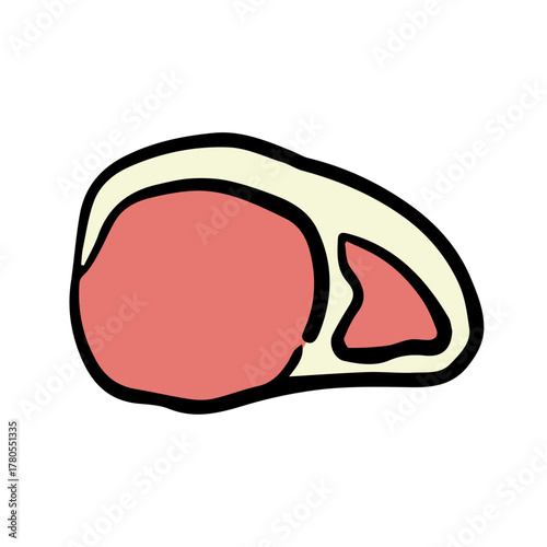 手描きのかんたんシンプルな食品イラスト豚の赤身_輪郭線あり