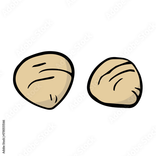 しじみイラスト手描きのかんたんシンプルな食品_輪郭あり