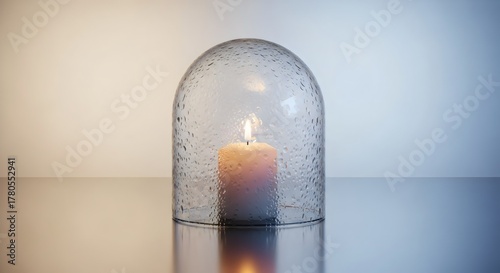 Candle Inside Frosted Glass Dome