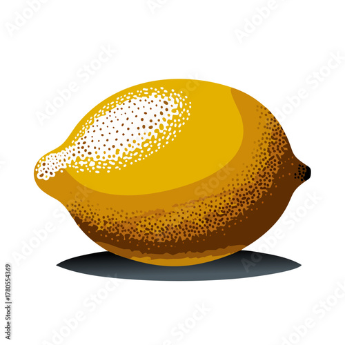 Detailed Lemon Fruit with Botanical Leaf