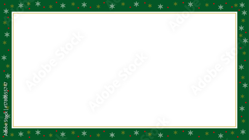 クリスマス　フレーム　緑　雪の結晶　ベクター