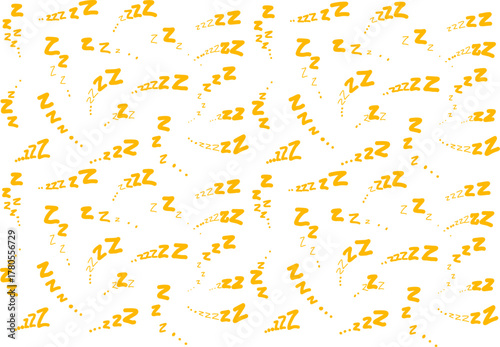 Seamless yellow “Zzz” sleep pattern on a white background, symbolizing rest and dreaming. Perfect for pajamas, bedding, nursery decor, and cute relaxing designs.
