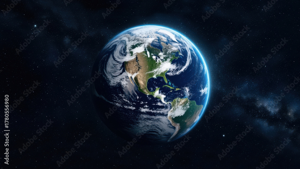 Fototapeta premium Earth in space: a stunning view of our planet from the cosmos
