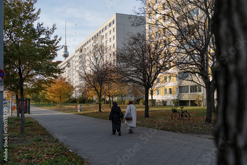 Canvas Print Autumn Walk on Holzmarktstraße, Berlin — View toward the TV Tower