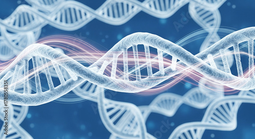 Explore genetic science with a stunning representation of DNA double helix structures perfect for medical research, educational resources, or cutting-edge biotech projects