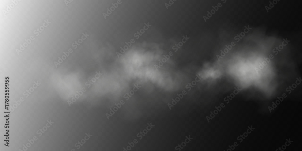 Fototapeta premium White smoke or fog on a dark background vector illustration