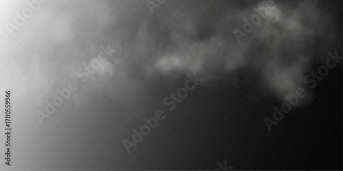 Vector white fog or steam trail on a dark background