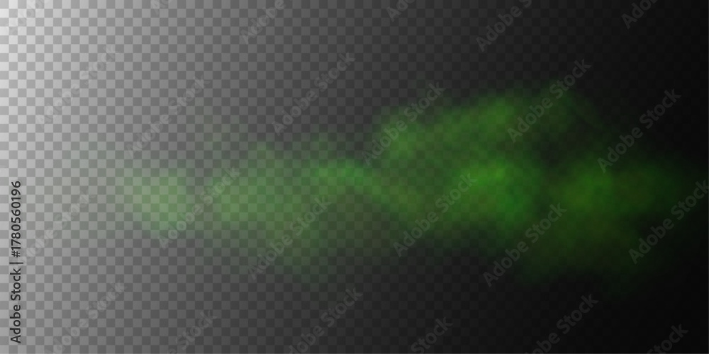 Fototapeta premium Green fog or smog, transparent cloudiness, vector illustration