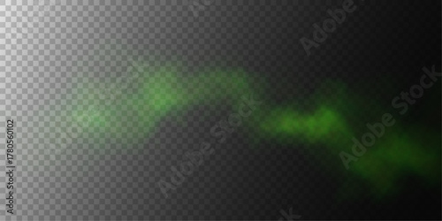Green fog or smog, transparent cloudiness, vector illustration