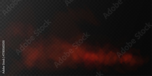Abstract red smoke or fog on a transparent background with a vector effect.