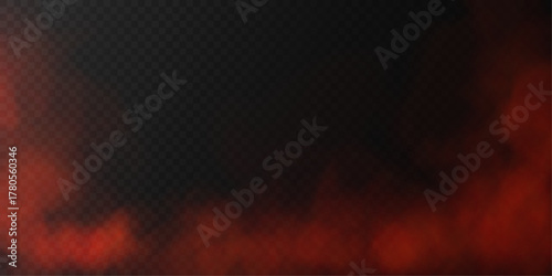 Abstract red smoke or fog on a transparent background with a vector effect.