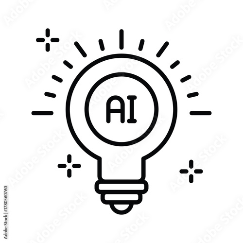 Lightbulb with AI concept representing innovation and smart technology.