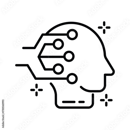 Artificial intelligence head icon symbolizing human machine interaction.