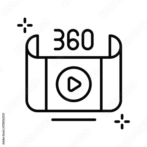 360 degree video icon powered by artificial intelligence technology.
