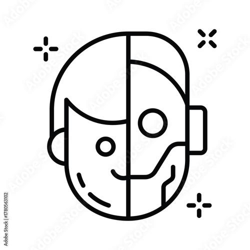 Futuristic humanoid robot icon symbolizing advanced artificial intelligence and robotics.