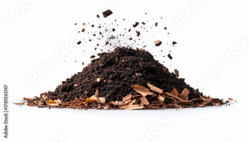 Wallpaper Mural Clean Isolated Pile of Dark Soil and Wood Chips Agriculture Torontodigital.ca