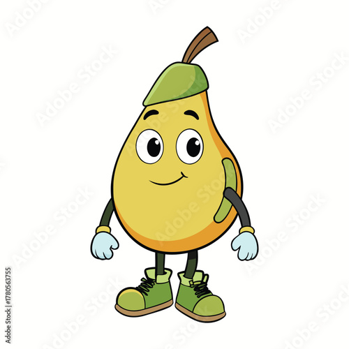 a curious pear cartoon vector