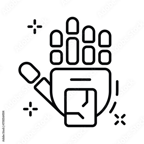 Futuristic robotic hand icon representing AI robotics and human interaction.
