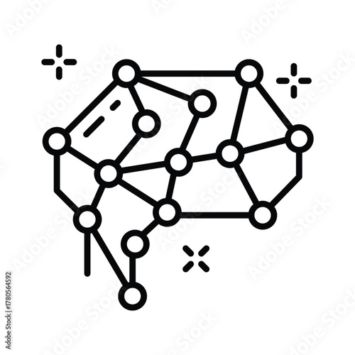 Neural network icon symbolizing deep learning and AI data processing.