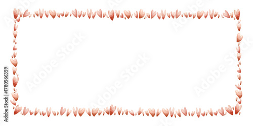 Cute little red hearts frame. Watercolor hand drawn illustration isolated on white background for Valentine card label