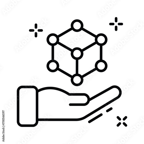 Hand holding digital network icon representing AI connectivity and innovation.