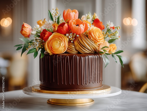 rich chocolate wedding cake