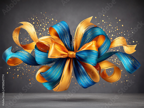 roll of blue Christmas ribbon