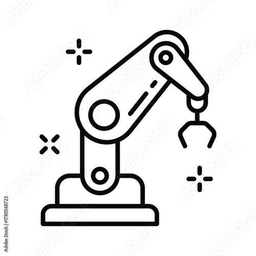 Futuristic robotic arm icon representing AI automation in industry.