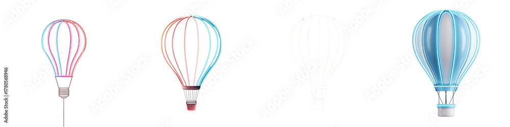 Naklejka premium Hot Air Balloon Evolution: From Art to 3D Render