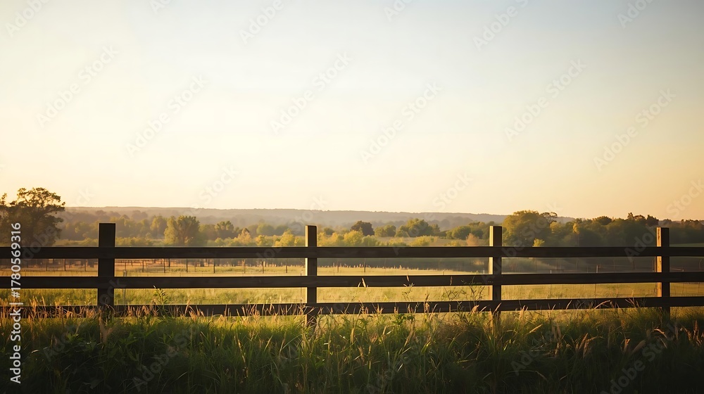 Fototapeta premium countryside farm with wooden fence