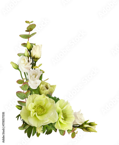 White anemones, eustoma flo...