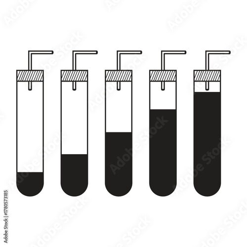 Lab flasks test icon, flask vector icon, chemistry laboratory black outline and filled version,  laboratory chemical glassware equipment. on white background.