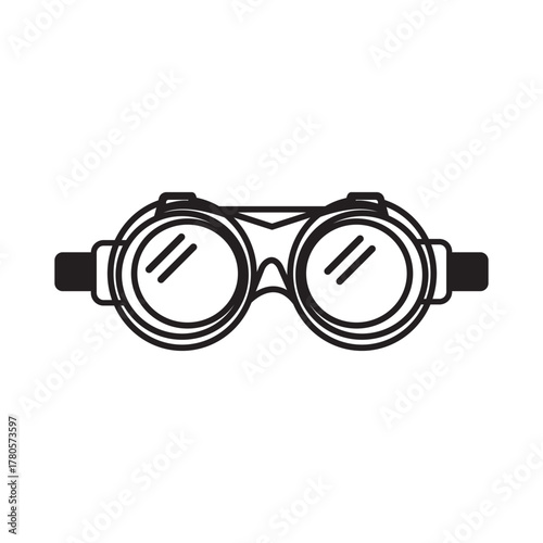 Goggles Illustration Black and White Vector Art Safety Glasses Vintage Style Vision Protection Gear Retro Design Tool