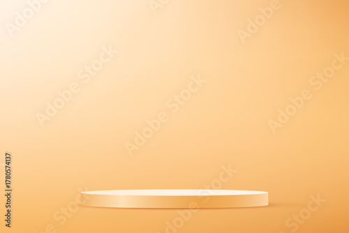Yellow background vector 3d with podium space for selling products on the website. Display of cosmetic products. Stage or podium. Product display background. Vector illustration.