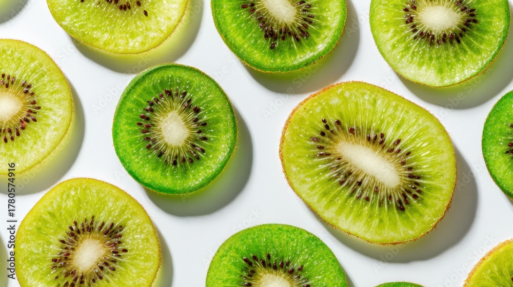 Fototapeta premium Neatly arranged kiwi slices