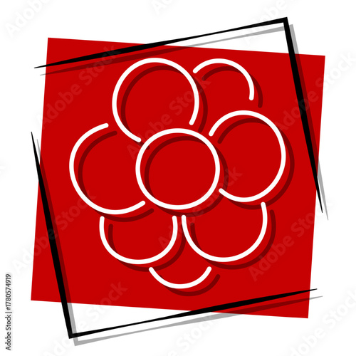 virus, red banner in a frame. Vector illustration on a white background.