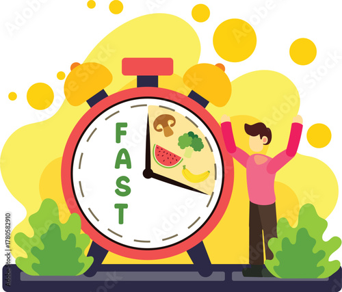 Man practicing intermittent fasting illustration