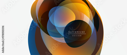 Abstract colorful layers create dynamic circular design. Gradient hues blend, forming modern visual element. Minimalist style, clean presentation.