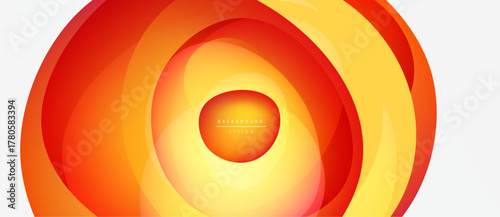 Abstract concentric layers create dynamic orange, yellow glow. Modern design suggests energy, movement, warmth. Simple, elegant background.