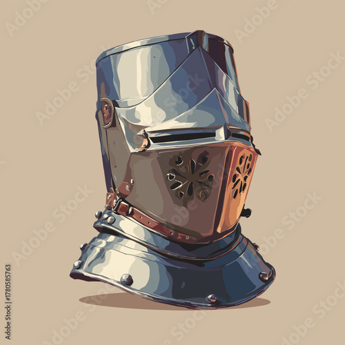 Vector illustration of a knight armor helmet