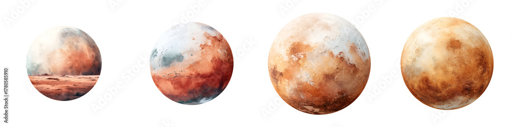 Fototapeta premium Artistic Rendering of Exoplanets: Imaginary Worlds in Space