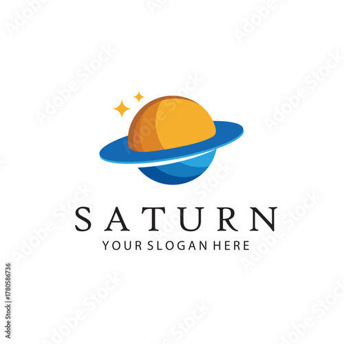 design of planet saturn with stars isolated on white background