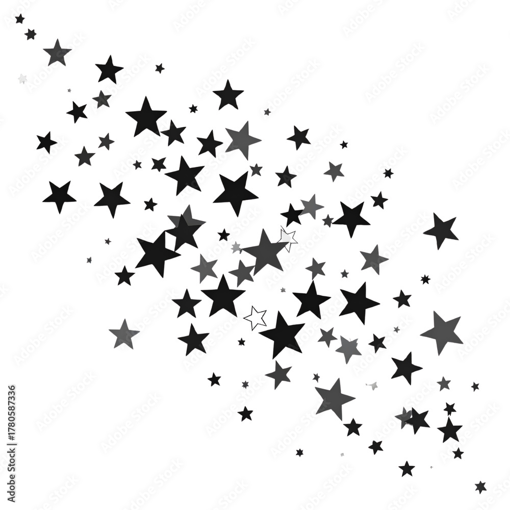 Fototapeta premium Illustration of a set of black stars isolated on a white background