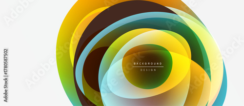 Abstract colorful layers create circular design. Modern graphic element for backgrounds, presentations. Vibrant hues blend seamlessly.