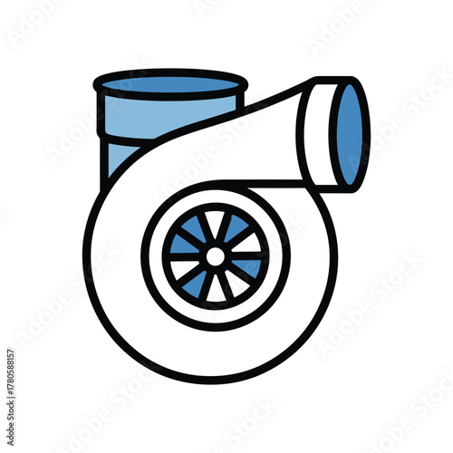 Automotive Turbocharger Icon: Engine Power, Performance, and Speed Vector