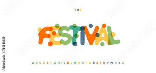 Confetti Carnival Font, Bright Colorful Alphabet, Playful Cartoon Letters, Rounded Funky Typeface, Joyful Festive Logo, Funny Comic Headline, Bouncy Typography, Creative Party Typeset. Vector Typeset
